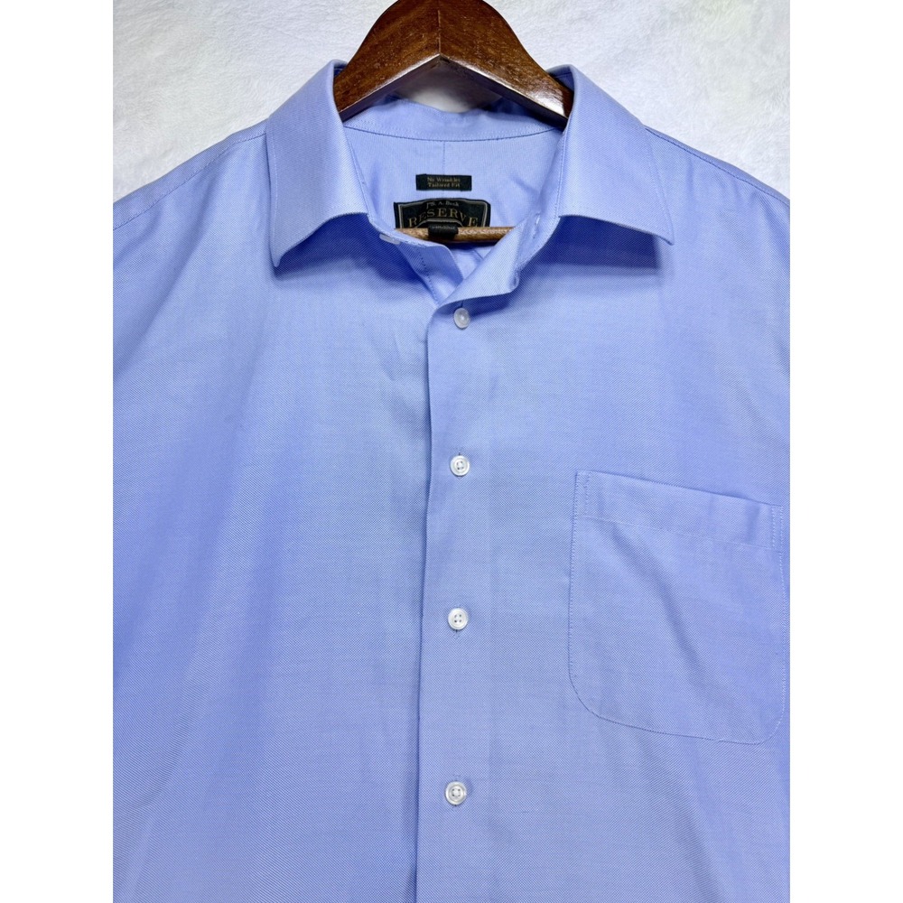Jos A Bank Reserve Dress Shirt 17 33 Tailored Fit 100% Egyptian Cotton Blue